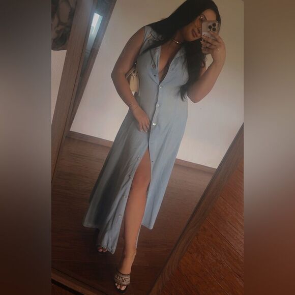 Vintage Denim Maxi Dress - Picture 1 of 8